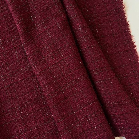 Твид однотонный бордовый с блестящей нитью в тон