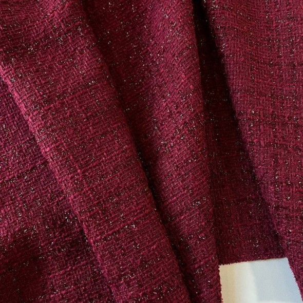 Твид однотонный бордовый с блестящей нитью в тон