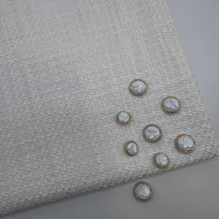 Твид однотонный классический белый   с блестящей нитью в тон