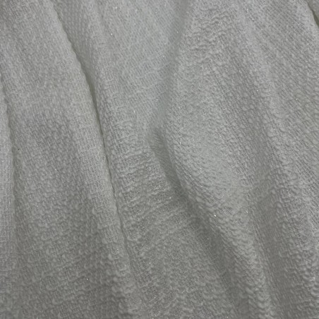 Твид однотонный классический белый   с блестящей нитью в тон