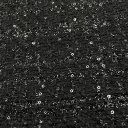 Твид однотонный черный с блестящей нитью в тон  и мелкими пайетками