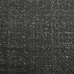 Твид однотонный черный с блестящей нитью в тон  и мелкими пайетками