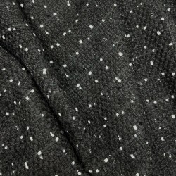 Твид матовый черный с вкраплениями молочных нитей