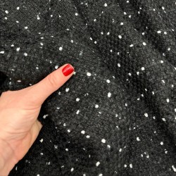 Твид матовый черный с вкраплениями молочных нитей