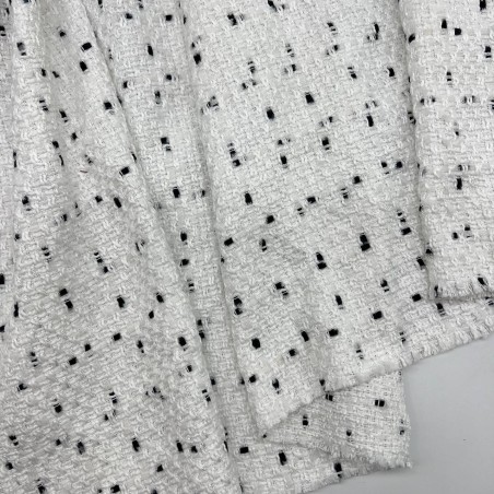 Твид матовый молочный с вкраплениями молочных нитей