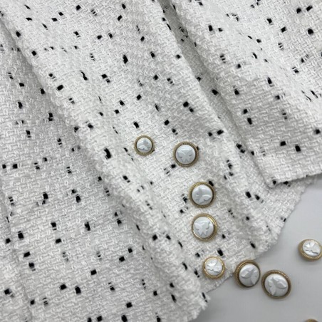 Твид матовый молочный с вкраплениями молочных нитей