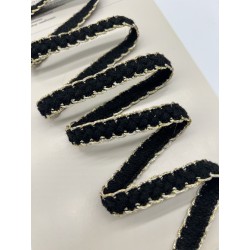 Тесьма текстильная черная с золотистым люрексом, 12 мм