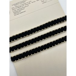 Тесьма текстильная черная с золотистым люрексом, 12 мм