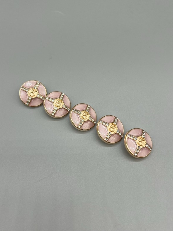 Пуговицы с цифрой 5 и стразами , 23 мм