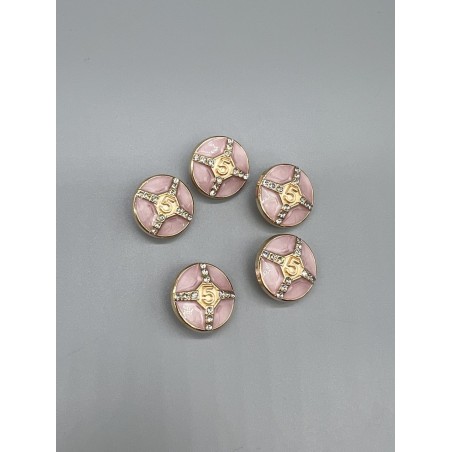 Пуговицы с цифрой 5 и стразами , 23 мм