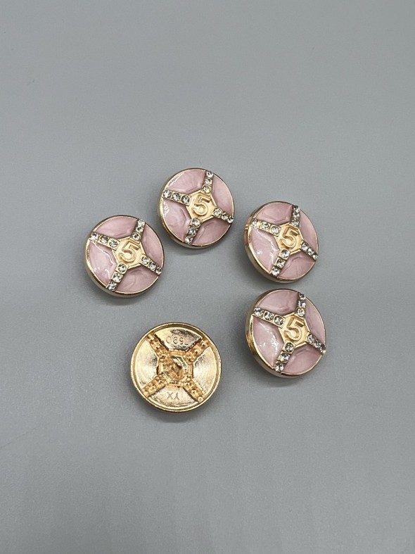 Пуговицы с цифрой 5 и стразами , 23 мм