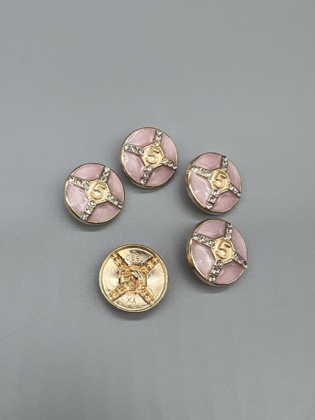 Пуговицы с цифрой 5 и стразами , 23 мм