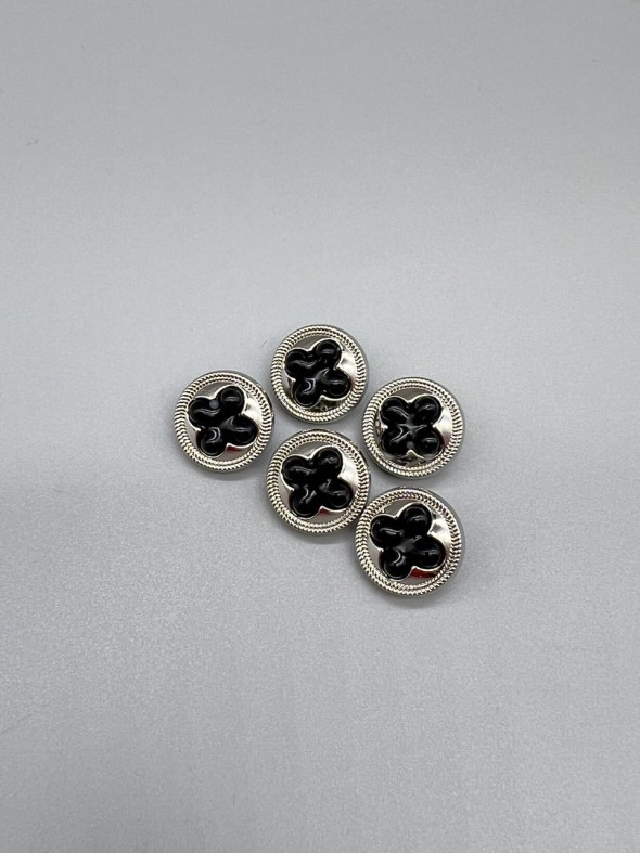 Пуговицы серебристые с фигурной вставкой, 17 мм