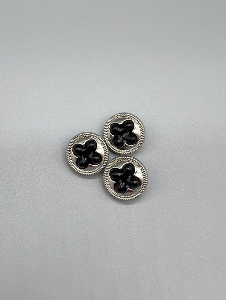 Пуговицы серебристые с фигурной вставкой, 17 мм