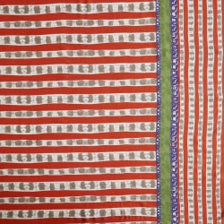 Вискоза с принтом полоска и декоративными полосами вдоль кромки