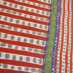 Вискоза с принтом полоска и декоративными полосами вдоль кромки