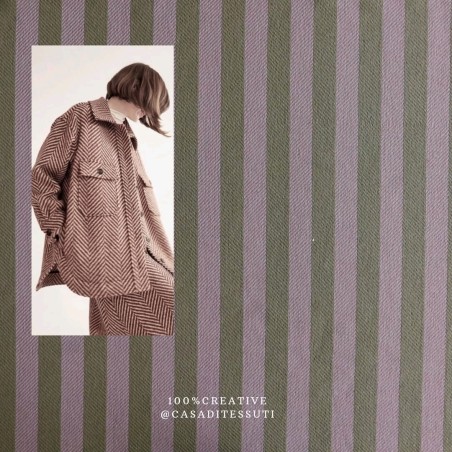 Ткань пальтово-костюмная в полоску с люрексом