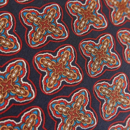 Плательный хлопок с принтом на синем фоне