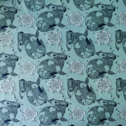 Ткань жаккард с кроликами и розами