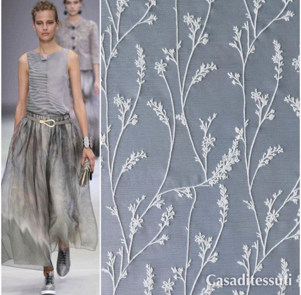 Шифон жатый с вышивкой