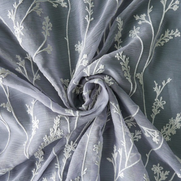 Шифон жатый с вышивкой