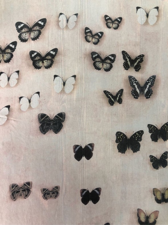 Шифон розовый с бабочками