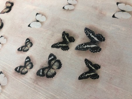 Шифон розовый с бабочками