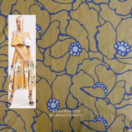 Хлопок поплин с крупным цветочным принтом