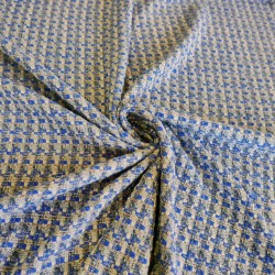 Твид меланжевый серо-молочный с синим
