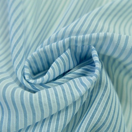 Ткань батист голубой в полоску