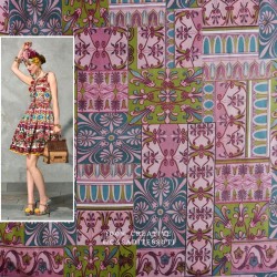 Ткань хлопок в розовых тонах с принтом пэчворк