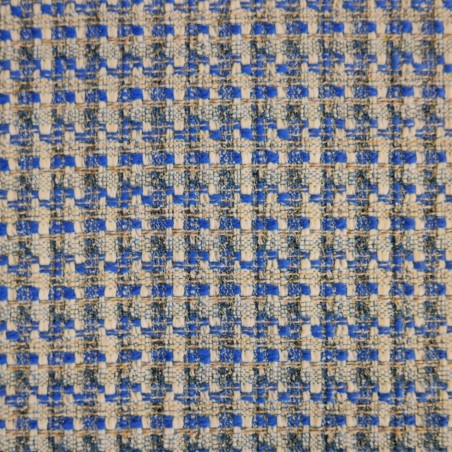 Твид меланжевый серо-молочный с синим