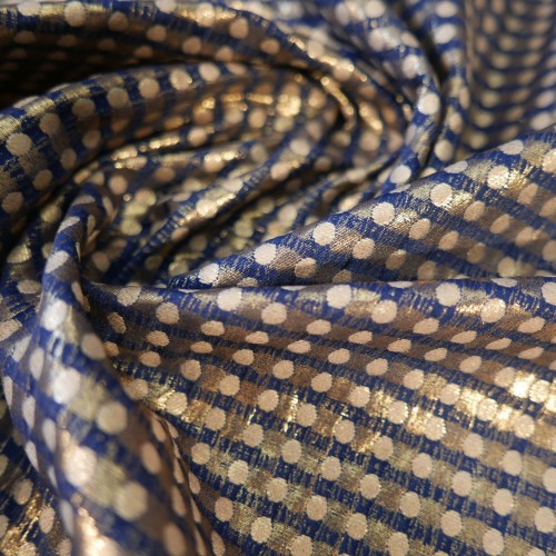 Жаккард хлопковый в горошек с золотистым напылением