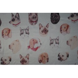 Шелк 100% с принтом кошки и собаки ,матовая,тонкая ткань