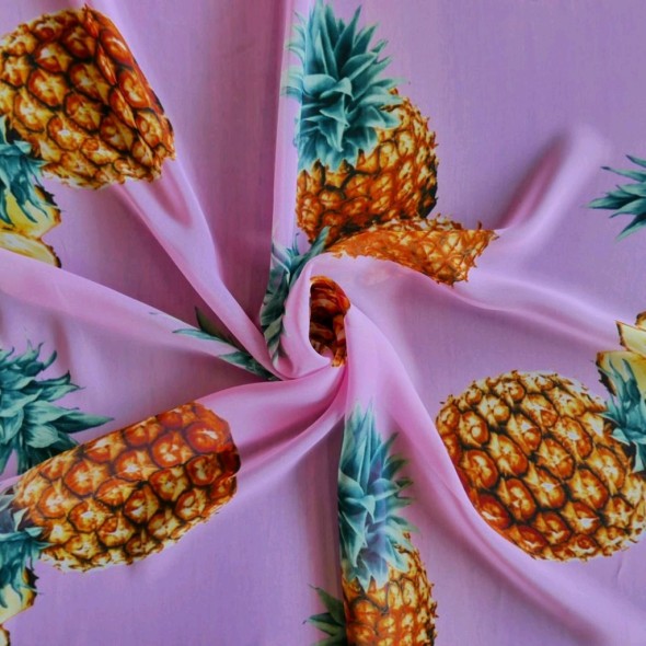 Шифон летний розовый с принтом