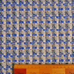 Твид меланжевый серо-молочный с синим