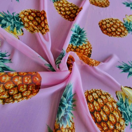 Шифон летний розовый с принтом