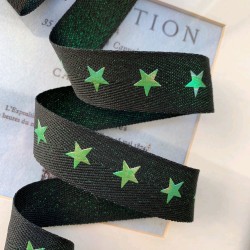 Лента репсовая с принтом звезды