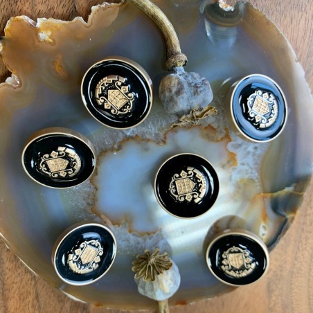 Пуговицы в геральдическом стиле черная масть в золотистой оправе