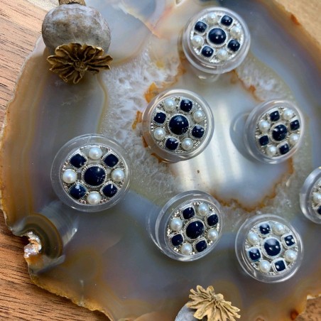 Пуговицы прозрачные с тёмно-синими вставками