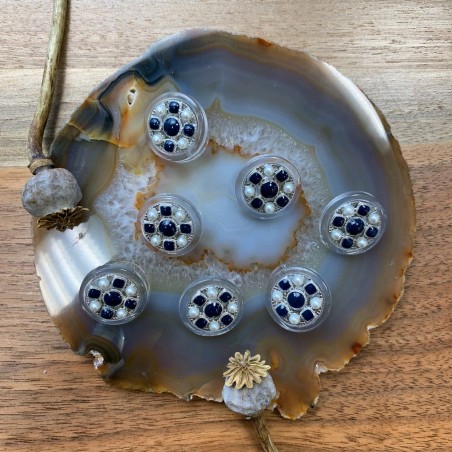 Пуговицы прозрачные с тёмно-синими вставками