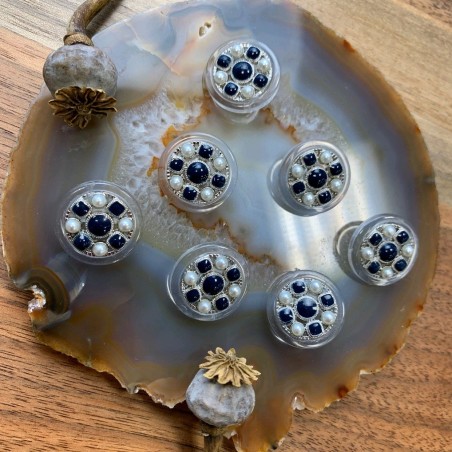 Пуговицы прозрачные с тёмно-синими вставками