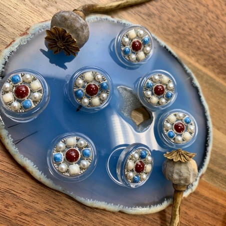 Пуговицы с цветными вставками и серебристым металлом