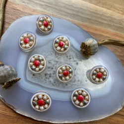 Прозрачные пуговицы с цветными вставками и золотистом металлом