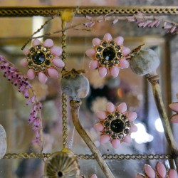 Пуговицы на ножке розовые со стразами