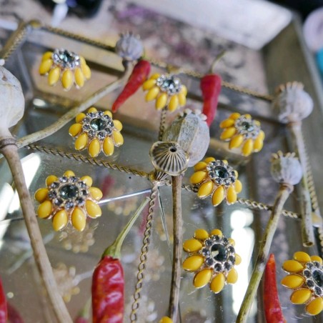 Пуговицы жёлтые со стразами