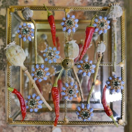 Пуговицы голубые на ножке со стразами