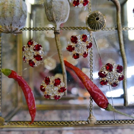 Пуговицы с кристаллами красного цвета