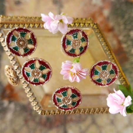 Пуговицы золотистый металл и цветная эмаль