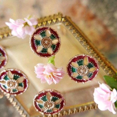 Пуговицы золотистый металл и цветная эмаль